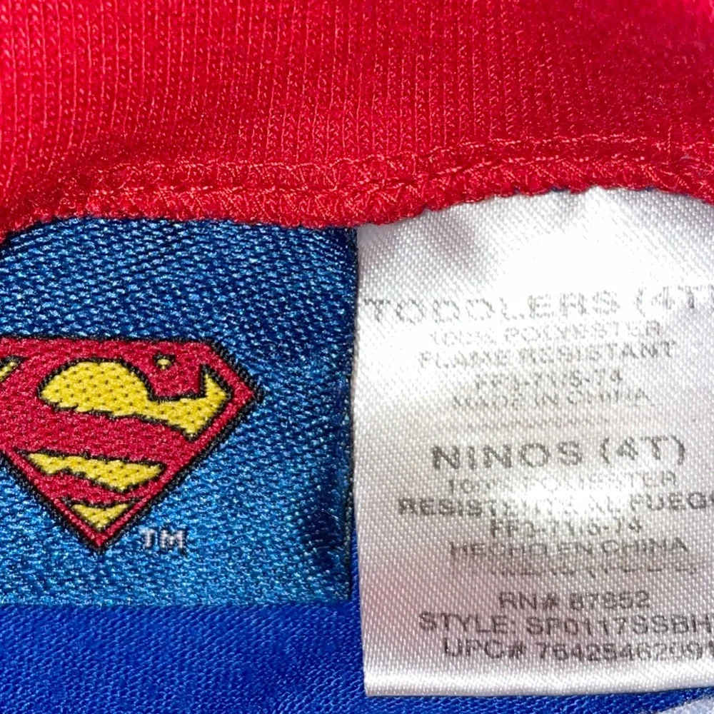SUPERMAN Toddler Boy Red And Blue Superman Short Sleeve Pajama Top Size 4T